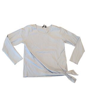 Theory Top Blouse Womens Small Blue Long Sleeve Side Tie Stretch